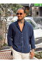 Oversize Fresh Linen Shirt Navy Blue
