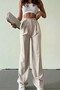 Mirella Cream High Waist Fabric Trousers with Front Pleat Detail
