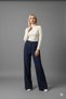 Vian Navy Blue Striped Wide Leg High Waist Trousers
