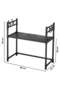 Modern Black Kitchen Storage Stand with Upper Rail Hooks and Bottom Shelf, 60cm Compact Microwave Ta - 3