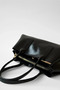 Women's Black Patent Leather Hand, Arm, and Shoulder Bag with 3-Compartment Zipper and Magnetic Closure (Marteniçka Bracelet Is a Gift!) !)) - 4
