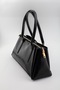 Women's Black Patent Leather Hand, Arm, and Shoulder Bag with 3-Compartment Zipper and Magnetic Closure (Marteniçka Bracelet Is a Gift!) !))