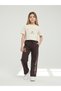 Girls 2 Pc Set Los Angeles Print T-Shirt & Wide-Leg Pants Set – Beige & Brown - 3