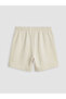 Beige text print girl's t-shirt and shorts set