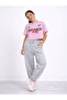 Girls 2 Pc Set Monaco Print T-Shirt & Barrel Pants Set – Pink & Grey Melange - 4