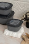 Set of 6 Square Gray Storage Containers – 2 X (1750 1050 600) – Suitable for Microwave and Freezer - 2