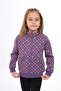 Girl's Mock Neck Zippered Pockets Off Shoulder Printed Knitted Cardigan - 2 Thread Raised - 4