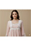 Premium Long Nightgown with Scalloped Floral lace Detailing - 5