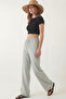 Women's Muslin Gray Wide Leg High Waist Palazzo Pants - 5