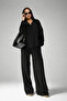 Women's Black Modal Fabric Oversize Tracksuit Set Casual Comfortable Top and Bottom Set