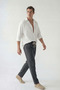 Men's Palazzo Trousers Black Wide Leg High Waist with Back Pockets - 4