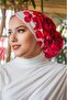 Red Rose Pattern Cagla Ready Turban - 3