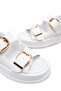 Galivana White Women's Buckle Detailed Double-Strapped Elastic Stylish Comfortable Casual Orthopedic Sandals - 2