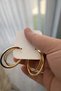 Triple Hoop Earrings Shiny Metal Modern Design Gold Silver - 3
