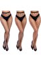 Womens High Waist Tights Fishnet Stockings Thigh High Pantyhose, Pack of 3 - 3