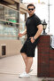 Men's Bürümcük Black T-Shirt and Loose Shorts Summer Two-Piece Set - 4