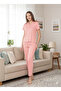 طقم بيجامة نسائي بأكمام طويلة وأزرار أمامية من سالمون دبلن