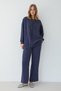 Stone Detailed Trouser Suit Dark Blue 2644 - 7