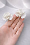 Ceramic Flower Patterned Pearl Bridal Hair Accessory Promise, Engagement, Wedding Bun Hairpin 2 Pieces - 5