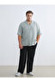 Green Large Size Resort Collar Short Sleeve Muslin Men's Shirt - 6