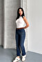 Ankle Length Slim Fit Mom Dark Blue Jean Tint Brown - 4