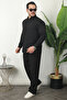 Men's Trend Linen Shirt Baggy Tracksuit Black Two-Piece Set - 4