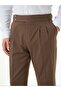Men's Regular Fit High Waist Pleated Buckle Fabric Trousers - 7