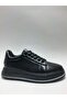 Genuine Leather Lace-Up Black Color Lightweight Comfortable Sneaker Model Daily Men's Shoes - 2