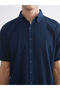 Navy Blue Regular Fit Short Sleeve Dobby Men's Shirt from Plus-Store - 3