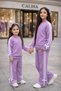 Girl's 4-16 Years Old Striped Detailed Ribbon Tracksuit Set Cotton - 4