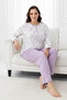 Women's Long Sleeve Crochet Trim Cotton Pajama Set 240854 White - 2