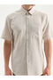 Southbluebeige Regular Fit Short Sleeve Linen Look Men's Shirt - 3