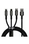 Cablu de date USB la Micro-USB, Lightning, Tip-C Baseus, 1.5m, Negru