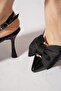 Rodder Satin Bow Buckle Open Back Women's Shoes Black Patent Leather - 3