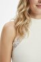 Women's Half Turtleneck Lace Detailed Zero Sleeve Camisole Blouse - 2