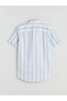 Blue Regular Fit Short Sleeve Striped Dobby Men's Shirt from Plus-Store - 6
