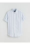 Blue Regular Fit Short Sleeve Striped Dobby Men's Shirt from Plus-Store - 5