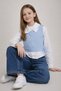Mi̇ss 1199-02-26 Girl's Knitwear Vest Shirt Jeans Trousers 3-Piece Set - 6