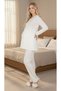 New Season Ecru Long Sleeve Lace Detailed Buttoned Stylish Maternity Pajama Set 3-Piece Set - 7