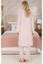New Season Pink Long Sleeve Lace Detailed Buttoned Stylish Maternity Pajama Set 3-Piece Set - 4