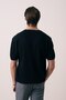 Crew Neck Black Ribbed Men's Knitwear T-Shirt - 4