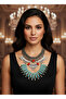 Bohemian Turquoise Stone Necklace – Women's Beach and Daily Combination Necklace with Black Metal Chain
