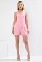 Women's V-Neck Sleeveless Buttoned Wide Leg Mini Woven Jumpsuit Straight Fit Plain Patterned Summer Product - 5