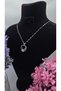 Zircon Stone Mounted Heart Silver Color Steel Tarnish Resistant Modern Design Necklace - 2