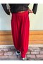 Burgundy Color Loose Trousers with Pocket Detail