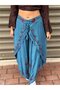 Petrol Color Ethnic Embroidered Pants with Cap