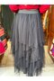 Black Color Layered Tulle Skirt - 2