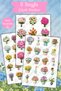 3-Pack Flower Bouquet Stickers - Waterproof Sticker Set for Agenda Bullet Journal Laptop Phone
