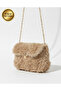 Handmade Plush Shoulder Bag, Small Women's Bag with Gold Chain - 5