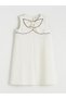 Ecru Crew Neck Bow Detailed Girl's Dress - 4